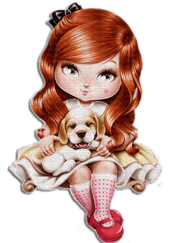 girl with dog by nataliplus - gratis png