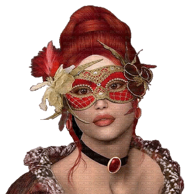 woman gif red mask laurachan - Δωρεάν κινούμενο GIF