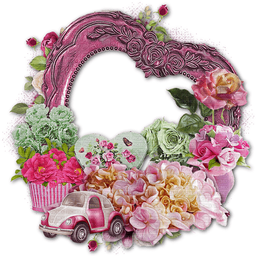 dolceluna spring car pink frame - PNG gratuit