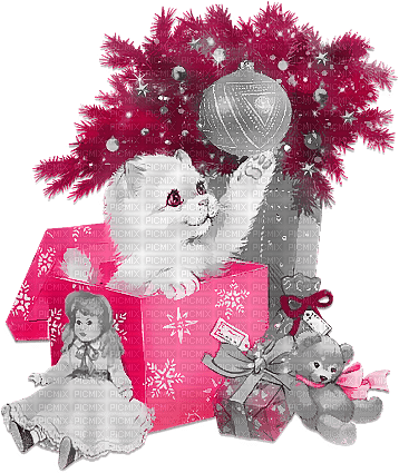 soave animals cat christmas winter deco gift box - 免费PNG