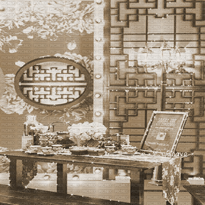 soave background animated  oriental room sepia - Free animated GIF