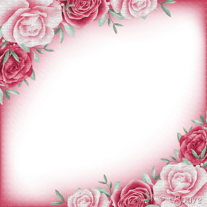 soave frame vintage flowers rose corner pink green - 免费PNG