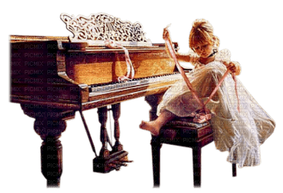 minou-deco-piano-girl - png ฟรี