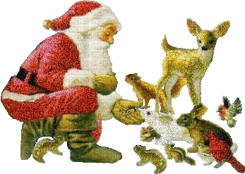 Santa with Christmas animals bp - Free animated GIF