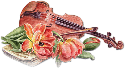 soave deco vintage music violin flowers pink - ingyenes png
