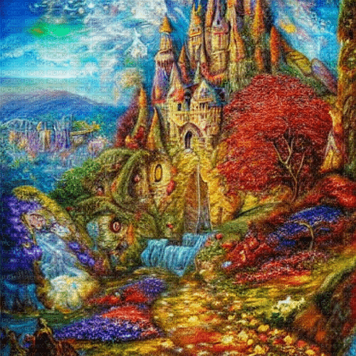 kikkapink autumn fantasy castle background - PNG gratuit