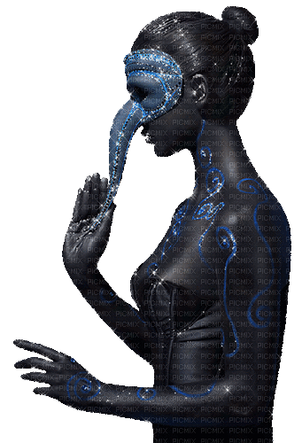 woman glitter animated blue mask - GIF animé gratuit