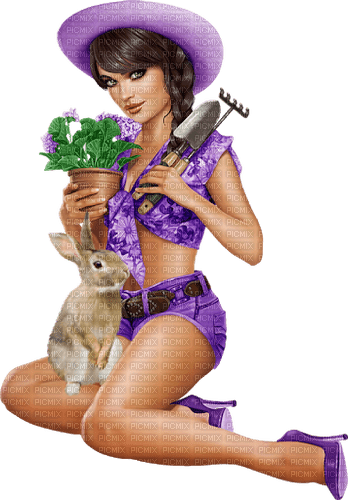 femme violette - png gratis