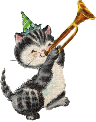 Katze, Party, Trompete - 無料png