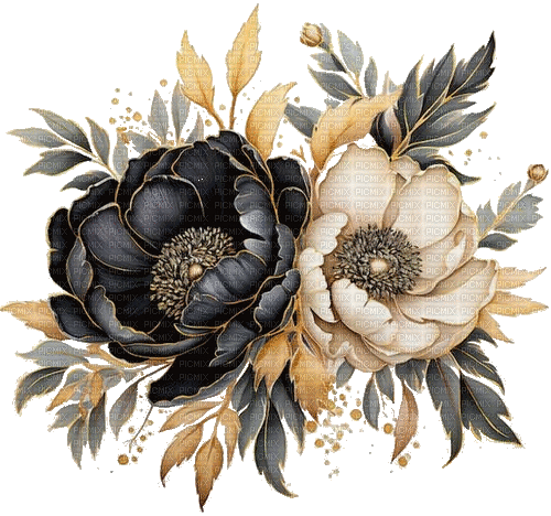 black art flowers - Бесплатный анимированный гифка