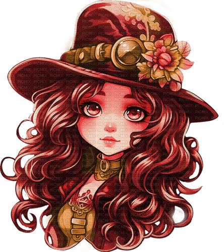 ♥❀❀❀❀ sm3 red girl steampunk image png - Free PNG