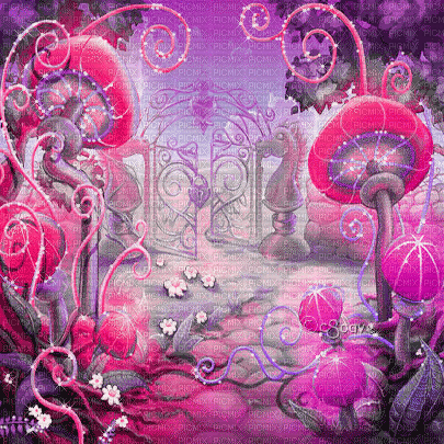 soave background animated mushrooms  pink purple - 免费动画 GIF