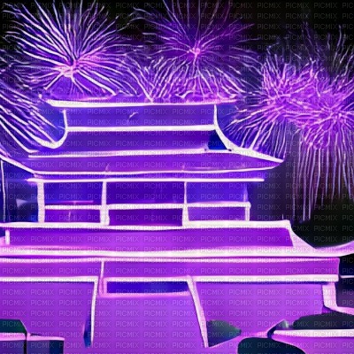 Neon Purple Oriental Fireworks Background - ingyenes png