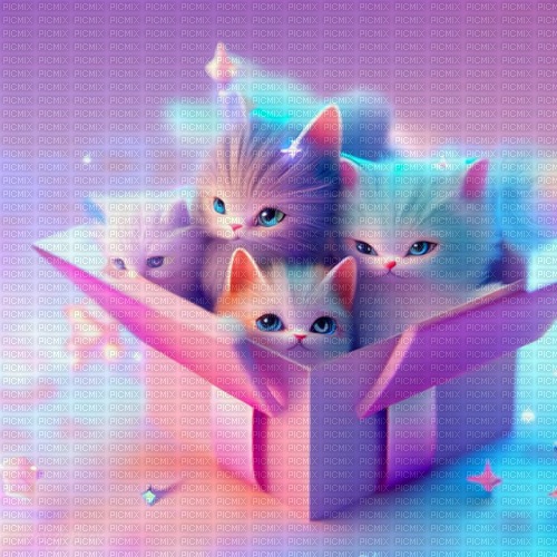 cute cats in a box - zdarma png