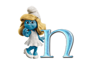 Kaz_Creations Alphabets Smurfs Letter N - darmowe png