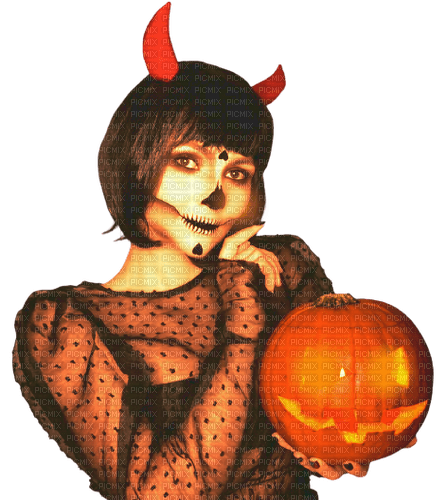 halloween woman witch devil pumpkin kikkapink - 無料png