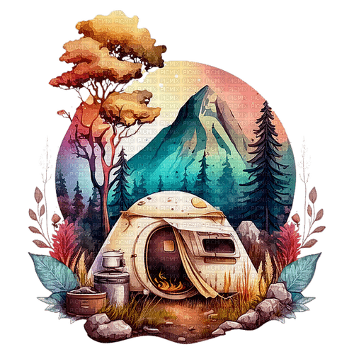 Camping - Watercolor - kostenlos png