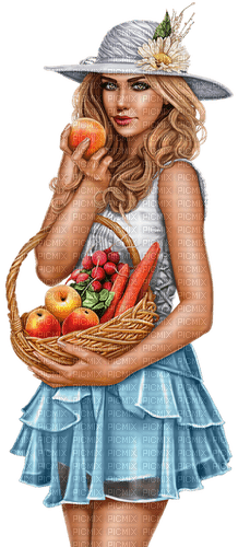 kikkapink spring woman summer fruit basket fruits - PNG gratuit