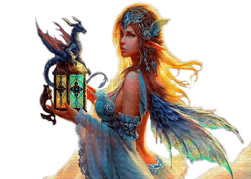 elf with dragon by nataliplus - ingyenes png