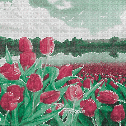 soave background animated vintage flowers field - 免费动画 GIF
