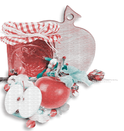 soave deco fruit apple scrap pink teal - 免费PNG