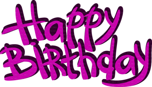 kikkapink deco scrap birthday happy purple text - PNG gratuit