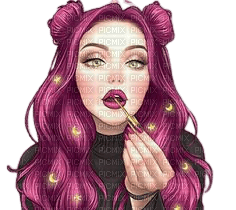 Femme cheveux violet prune - nemokama png
