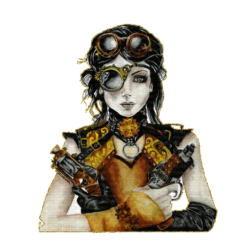 steampunk woman - 無料のアニメーション GIF