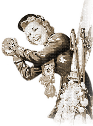 soave woman vintage pin up winter ski sport sepia - 免费PNG