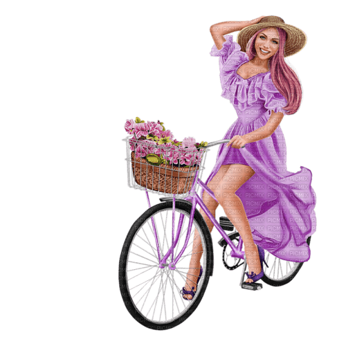 Kaz_Creations Woman-Femme-Bicycle-Bike - PNG gratuit