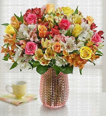 image encre fleurs félicitations anniversaire vase bouquet edited by me - Free PNG