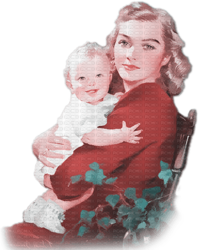 soave woman vintage children mother pink teal - png gratuito