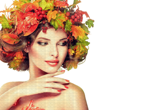 autumn woman kikkapink leaves - PNG gratuit