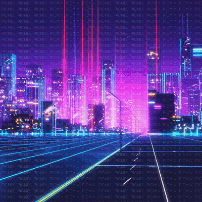 Vaporwave City - GIF animado grátis
