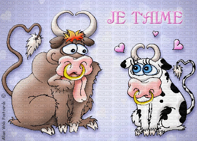 vache(je t'aime) - GIF animado grátis