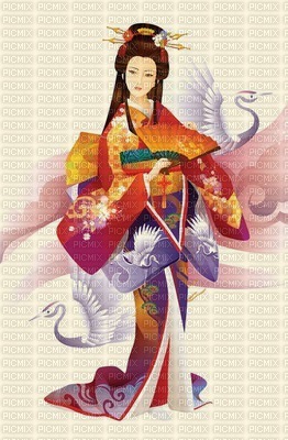 femme japon peinture - gratis png