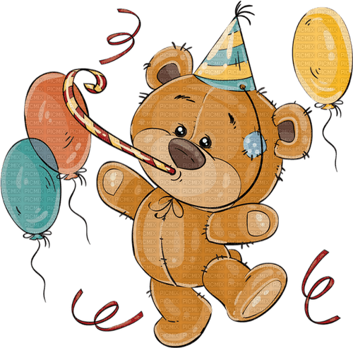 Teddy. balloons. Birthday. Love. Leila - ilmainen png