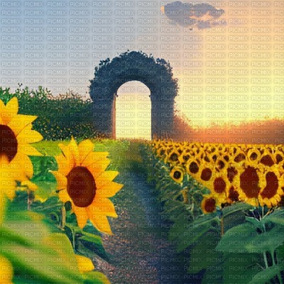 Sunflower Field with Arch - gratis png