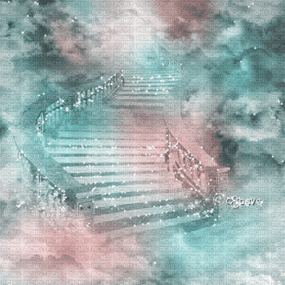 soave background animated heaven clouds  teal pink - 免费动画 GIF