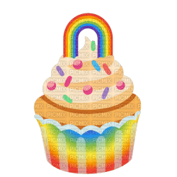 Emoji rainbow cupcake arc en ciel - png gratuito