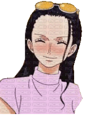 One Piece Nico Robin Blushing - GIF animasi gratis