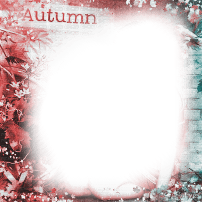 soave frame autumn leaves flowers text pink - PNG gratuit