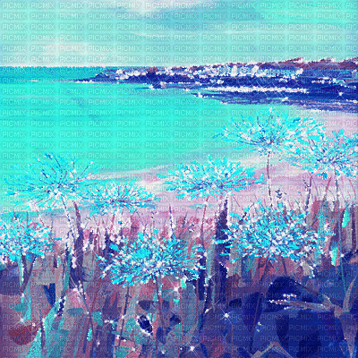 dolceluna sea beach flowers  animated background - Бесплатный анимированный гифка