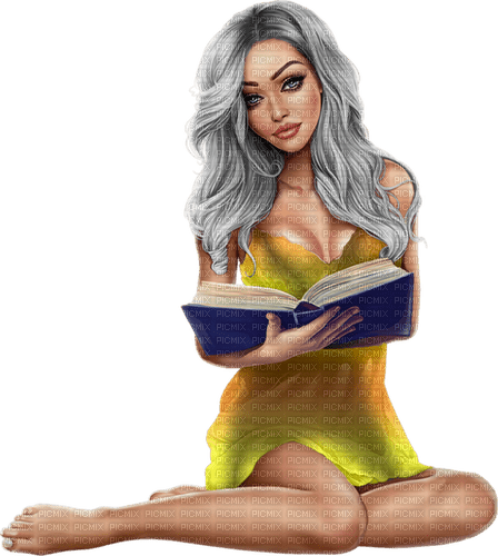Woman, book, reading. Leila - бесплатно png