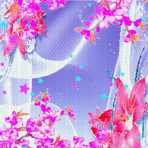 Ma / BG.animated..blue.flowers.star..pink.idca - Бесплатный анимированный гифка