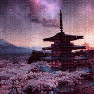 Sakura Temple - Besplatni animirani GIF