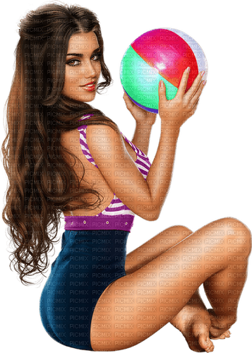 Woman in swimsuit. Ball. Summer. Leila - png gratuito