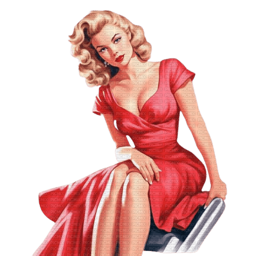 woman pink vintage blonde - gratis png