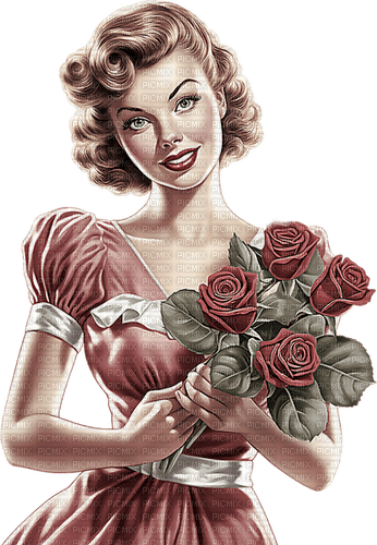 ♡§m3§♡ vintage retro female rose red - png ฟรี