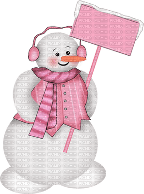 Snowman in Pink - ingyenes png